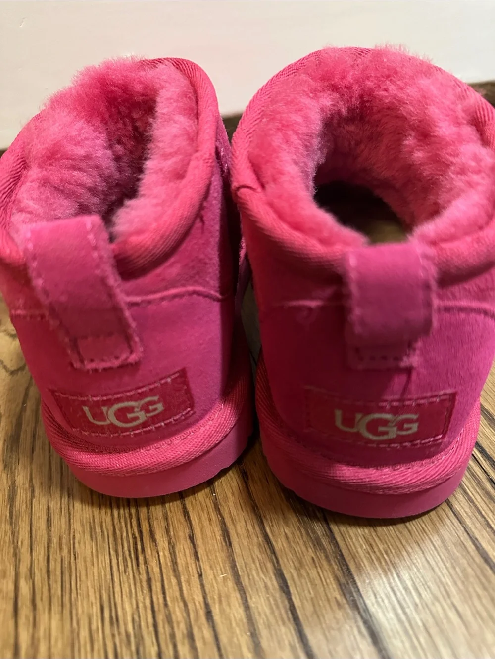 UGG Kids Booties in Bright Pink Suede